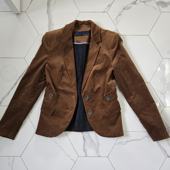 Zara Women's Velour Blazer Brown - Picture 2 of 4